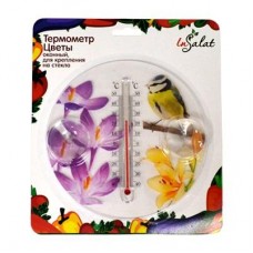 Термометр оконный "Цветы" d16,5х2см, для крепления на стекло, блистер INBLOOM 